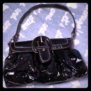 Black small handbag with shoulder strap